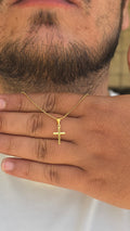 Corrente Veneziana 1mm Cruz Banho Ouro 18k