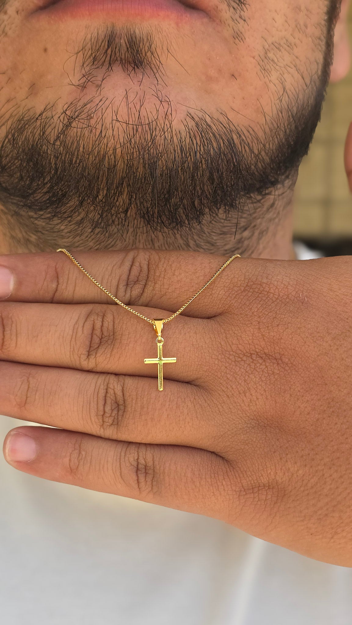 Corrente Veneziana 1mm Cruz Banho Ouro 18k
