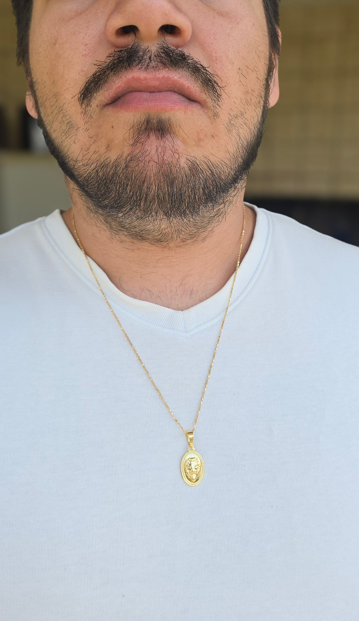 Corrente Tijolinho 1mm Leão Banhado A Ouro 18k