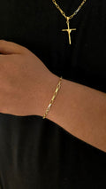 Kit Cadeado Alongado 3mm ( Corrente + Pulseira + Pingente) Banhado a Ouro 18k