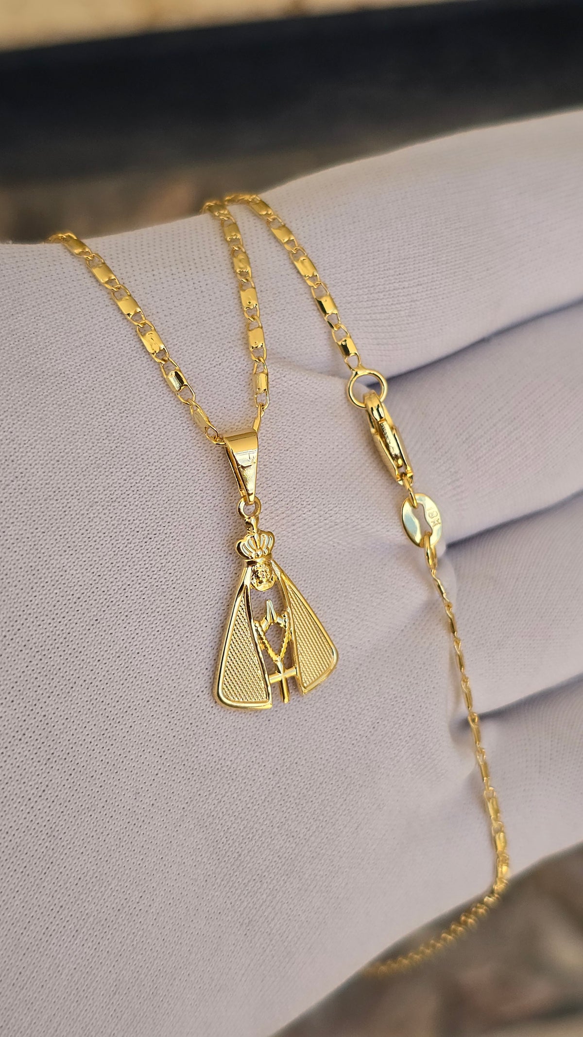 Corrente Oitinho 1,8mm nossa Senhora Banhada a Ouro 18k
