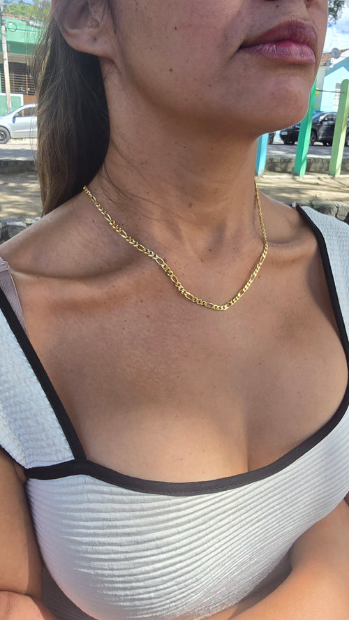 Colar 3X1 4mm Banhado a Ouro 18k 50cm