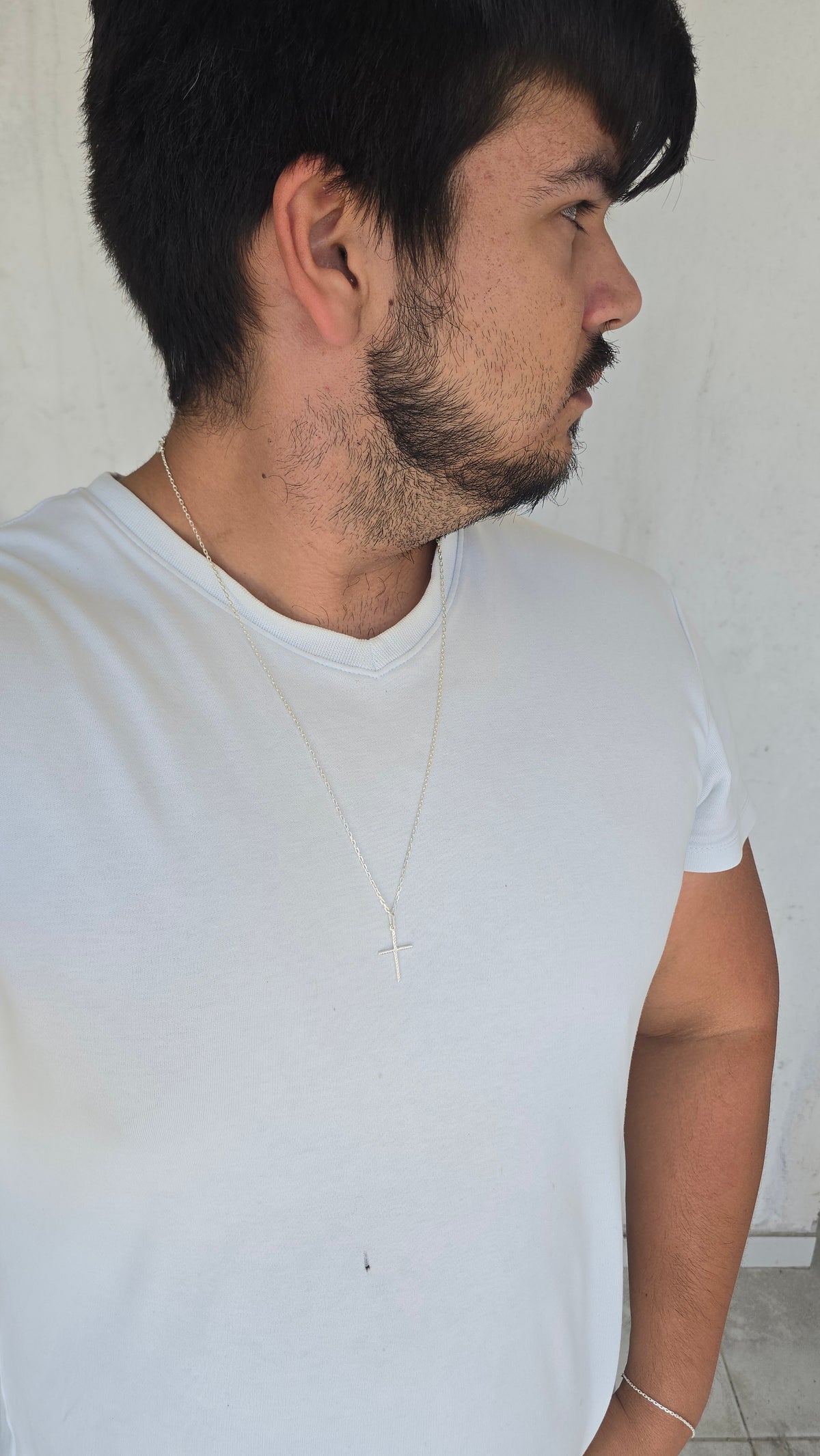 Corrente Cadeado 1mm Cruz Prata 925 Maciça 70 cm