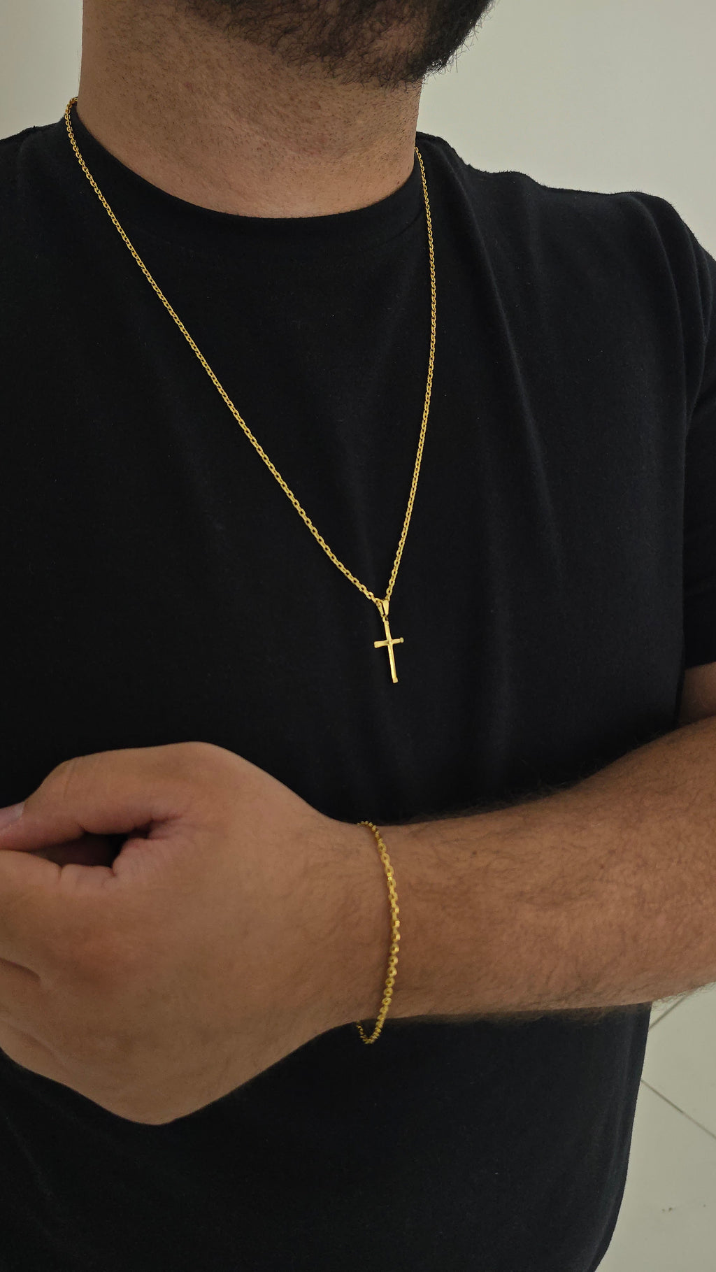Kit Cadeado 2mm ( Corrente + Pulseira + Pingente) Banhado a Ouro 18k