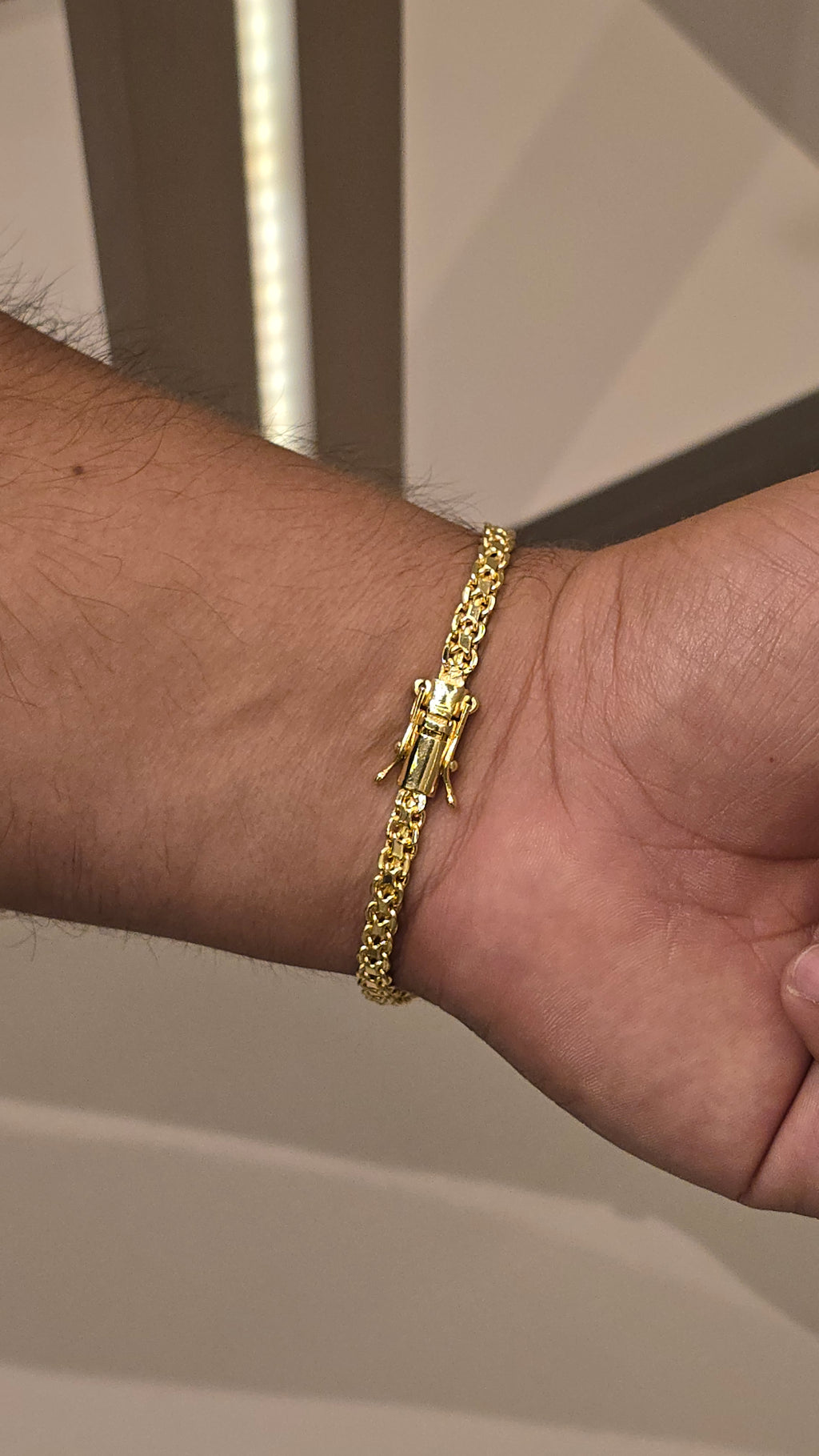 Pulseira Cadeado Duplo 5mm Banhado a Ouro 18k