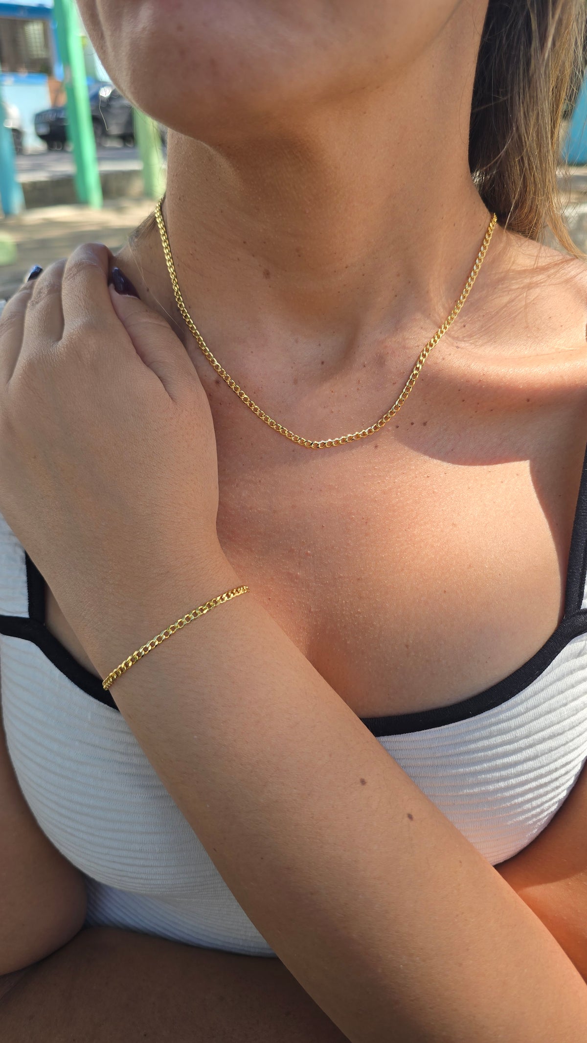 Colar Grummet 3mm Banhado a Ouro 18k