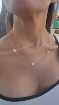 Colar Trevo Branco Banhado a Ouro 18k