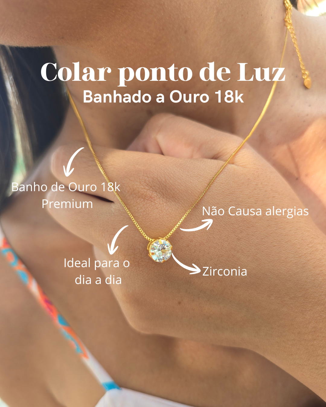 Colar Ponto de Luz Banhado a Ouro 18k