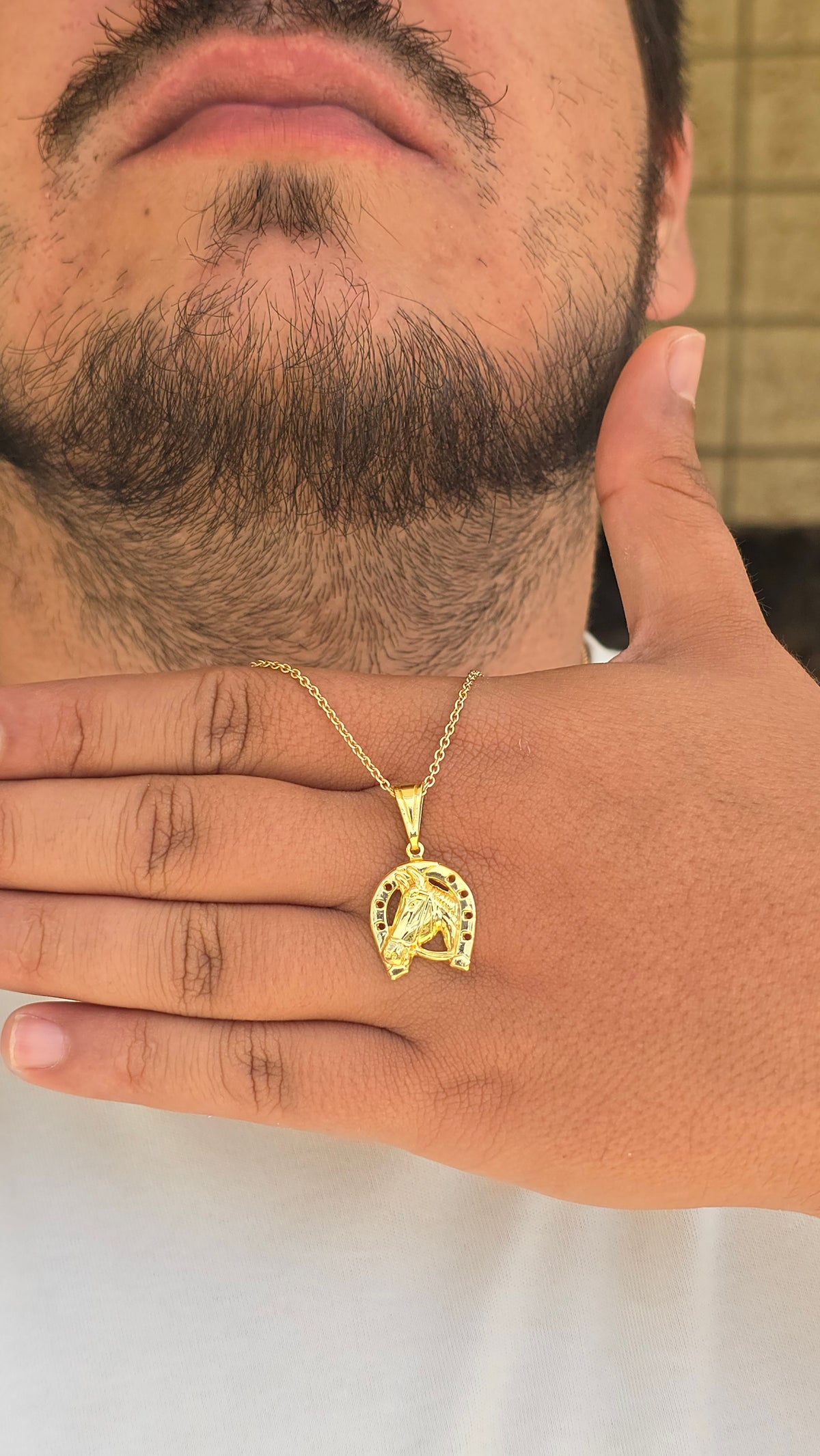 Corrente Cadeado 1mm Cavalo M Banhado a Ouro 18k