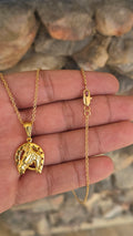 Corrente Cadeado 1mm Cavalo M Banhado a Ouro 18k
