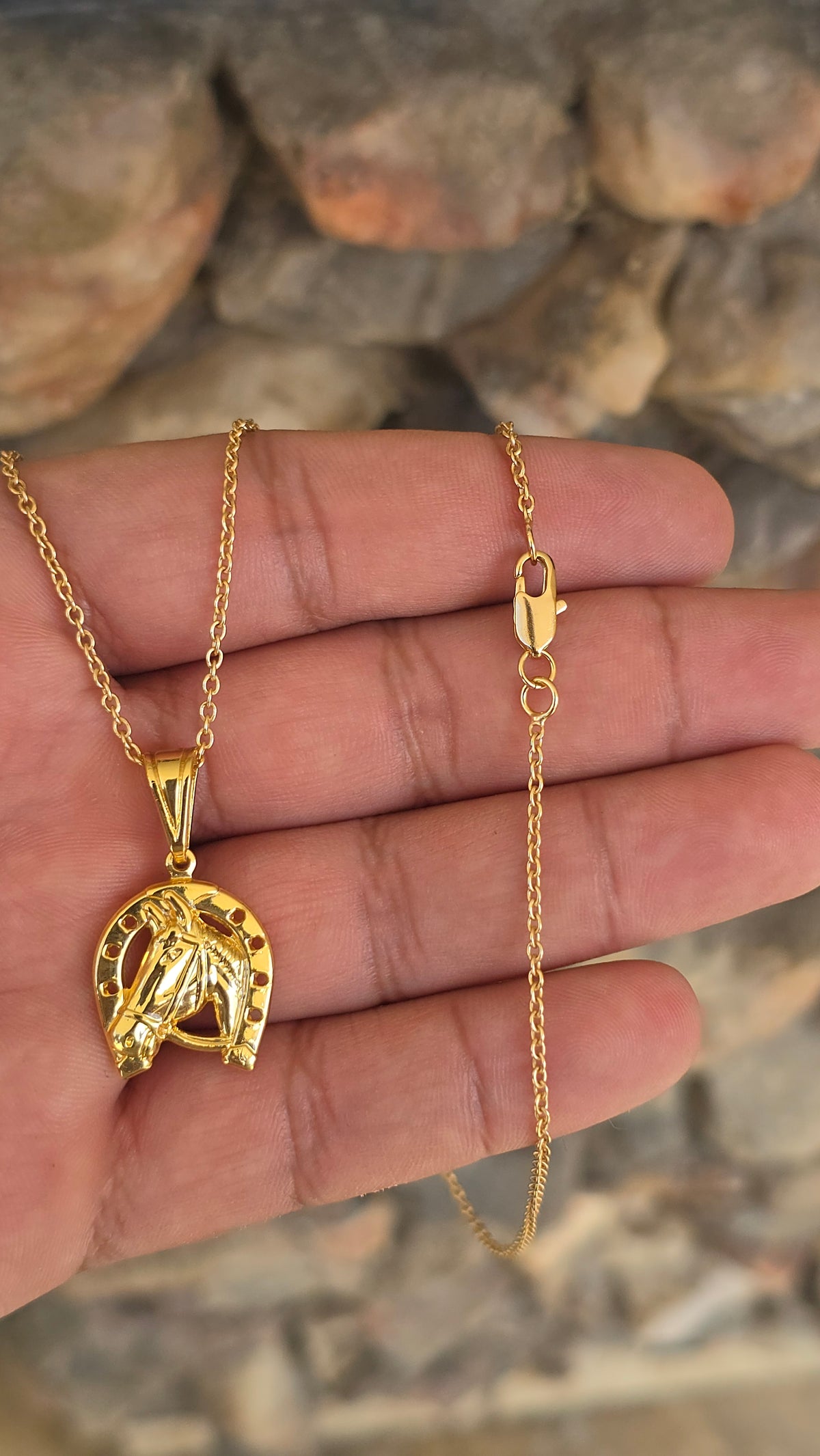 Corrente Cadeado 1mm Cavalo M Banhado a Ouro 18k