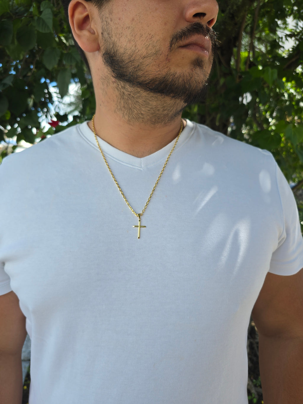 Corrente Cadeado 3mm Cruz Banhado a Ouro 18k