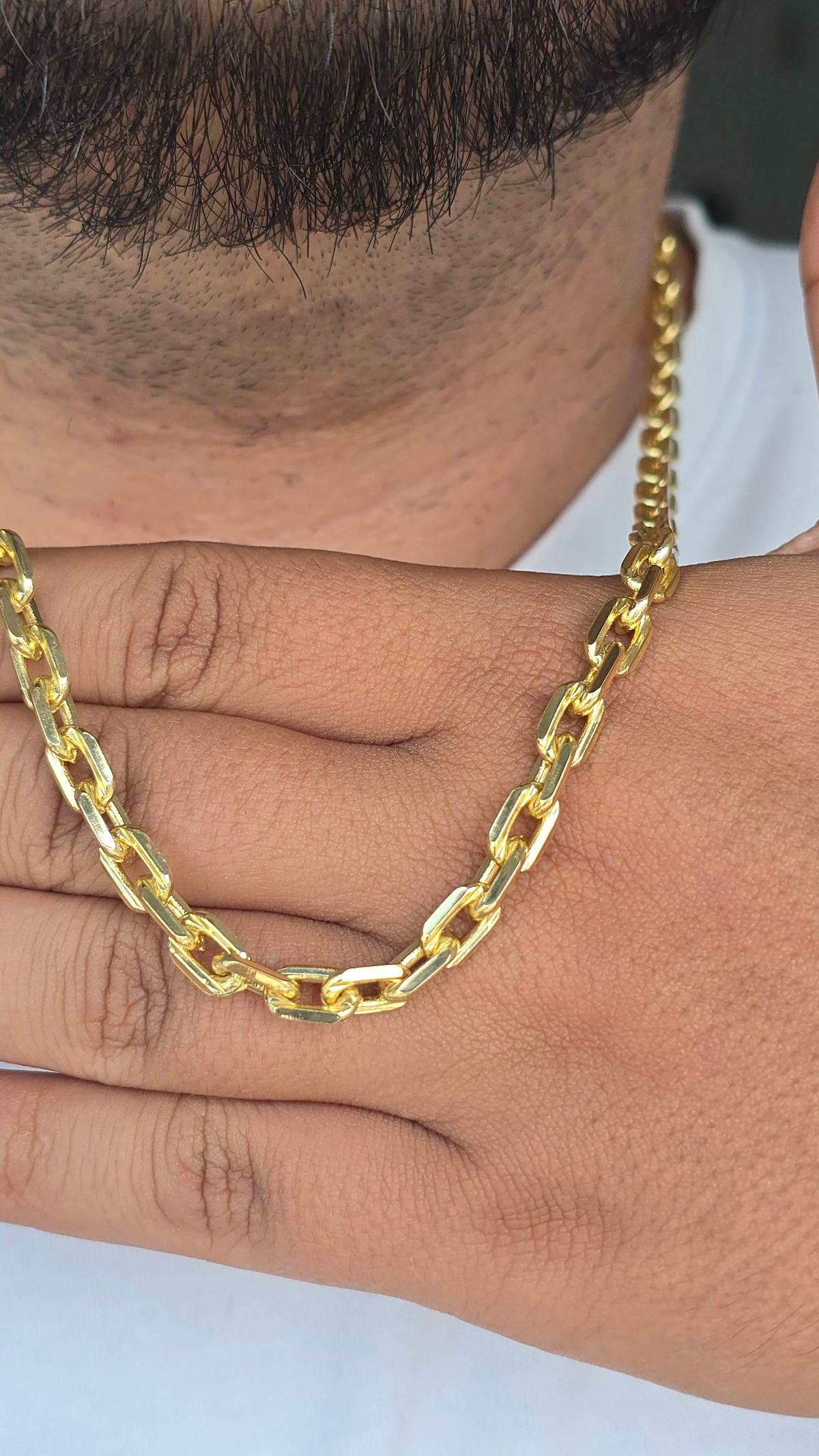 Corrente Cadeado 6mm 60cm Fecho Canhão Banhado a ouro 18k