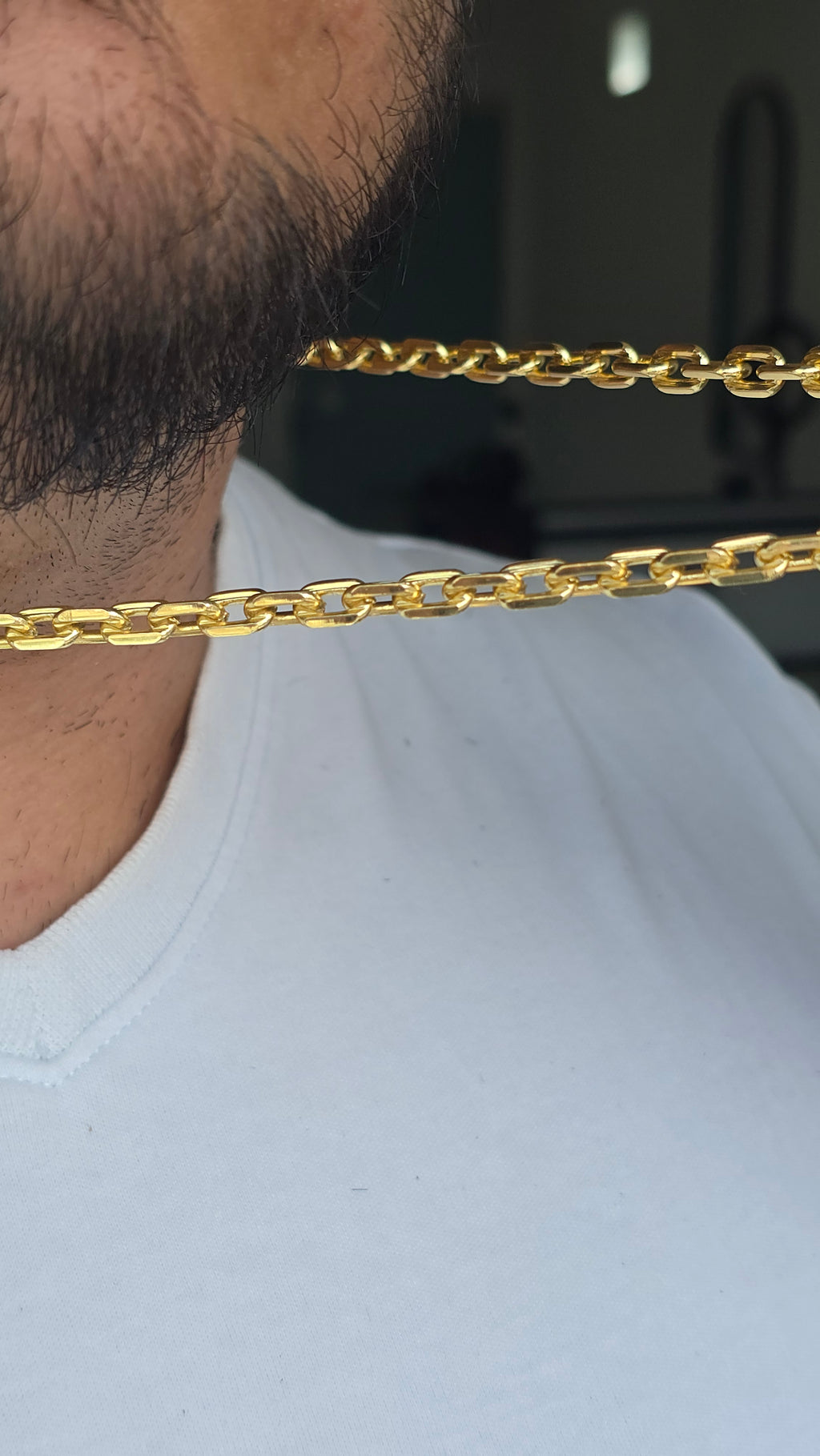 Corrente Cadeado 6mm 60cm Fecho Canhão Banhado a ouro 18k