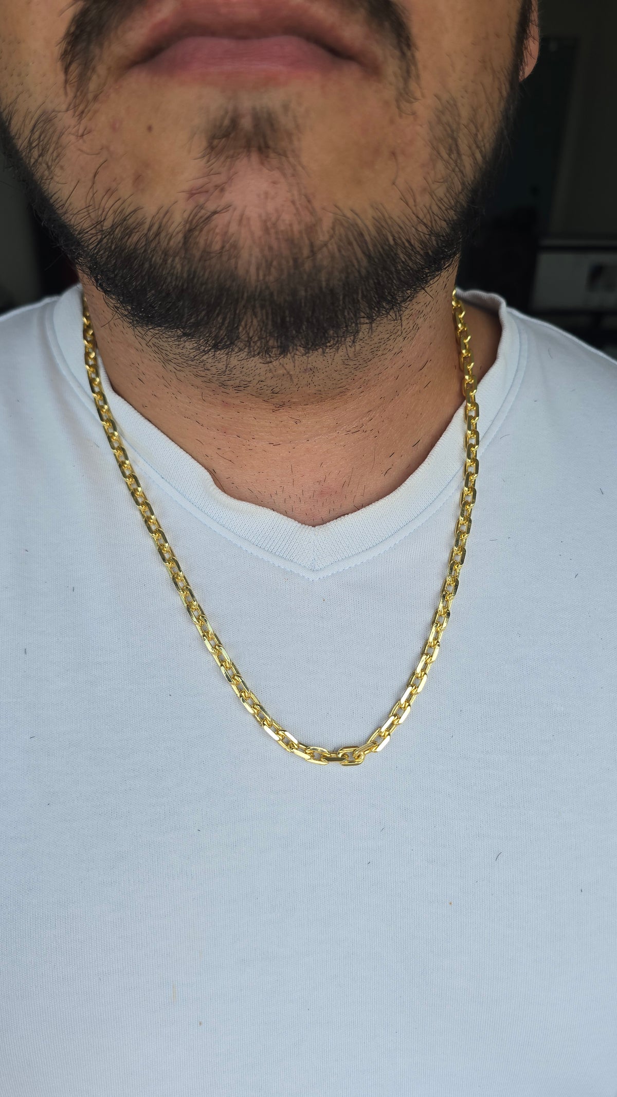 Corrente Cadeado 6mm 60cm Fecho Canhão Banhado a ouro 18k