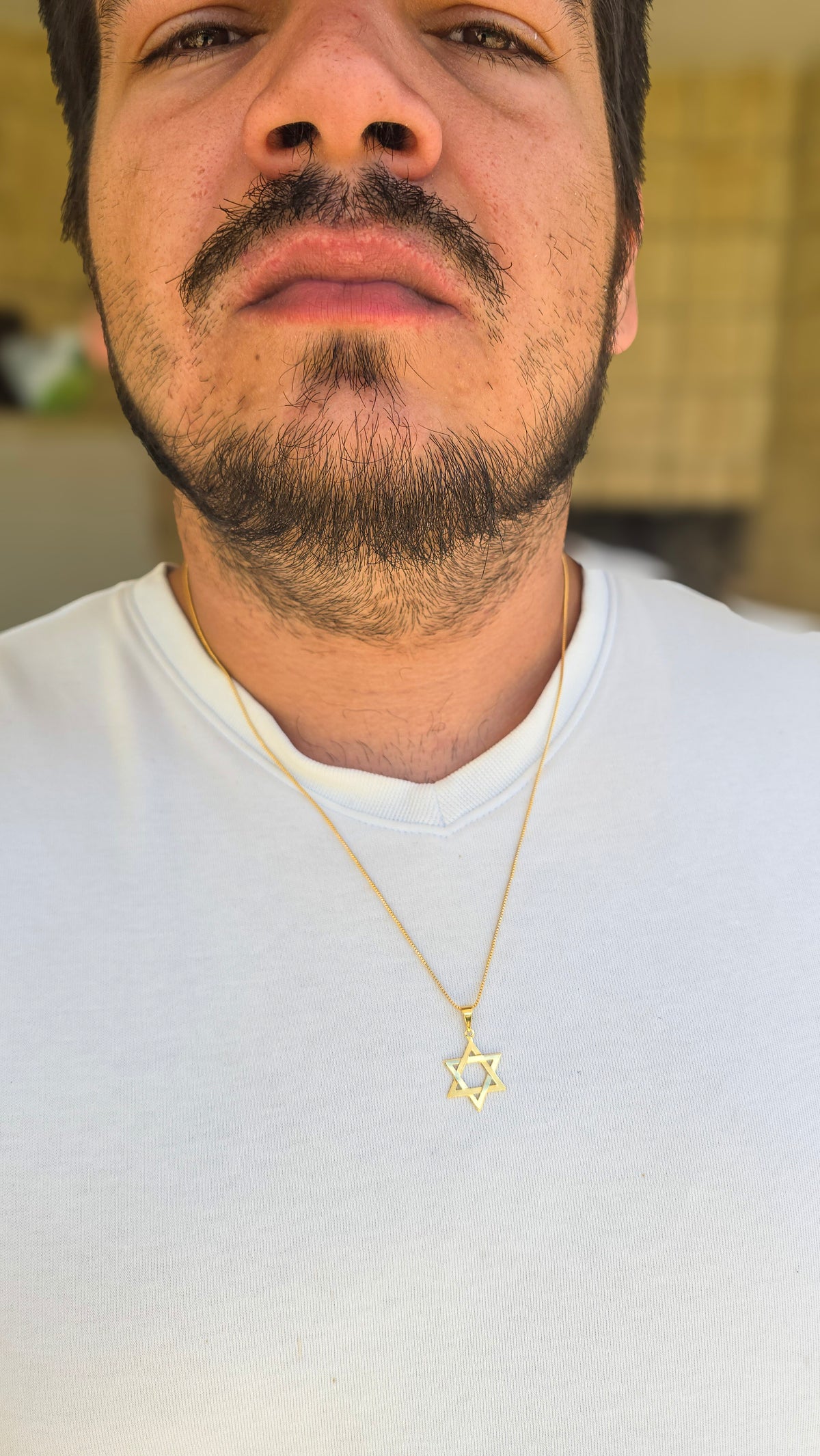Corrente Veneziana 1mm Estrela de Davi Banhado a Ouro 18k