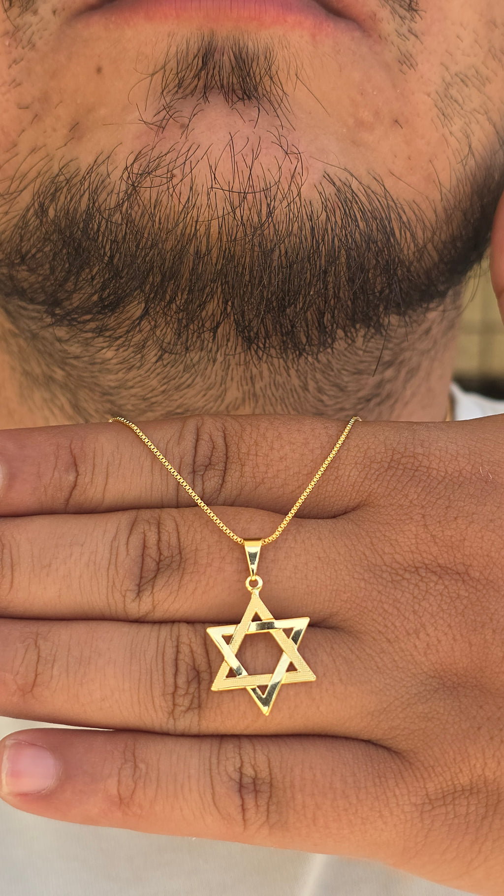 Corrente Veneziana 1mm Estrela de Davi Banhado a Ouro 18k