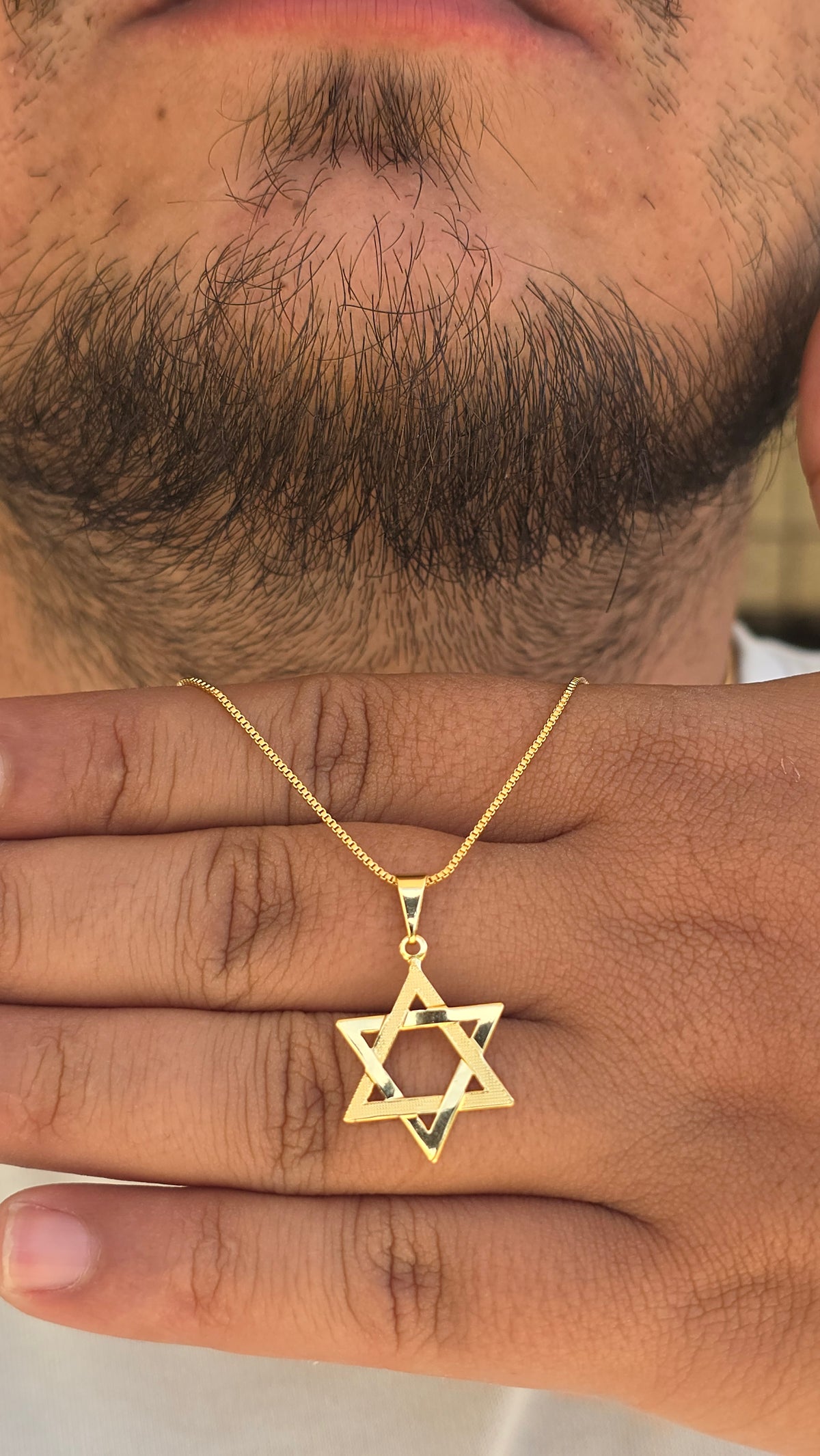 Corrente Veneziana 1mm Estrela de Davi Banhado a Ouro 18k