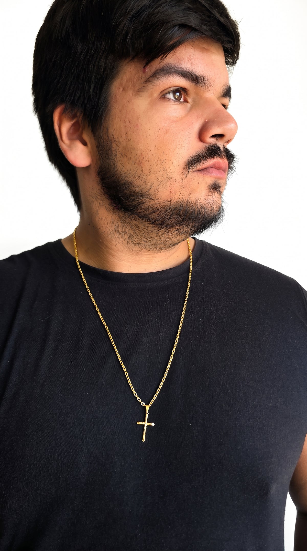 Corrente Cadeado 3mm Cruz Jesus Banhado a Ouro 18k
