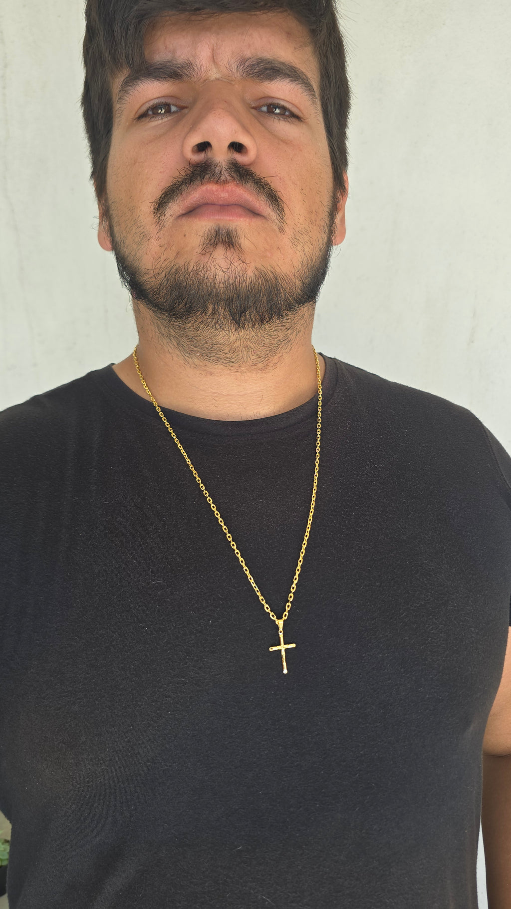 Corrente Cadeado 3mm Cruz Jesus Banhado a Ouro 18k