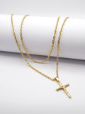 Corrente Cadeado 3mm Cruz Jesus Banhado a Ouro 18k