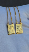 Escapulario Veneziano 0,8mm Sagrado Coração 1,5x1cm Banhado a Ouro 18k 70cm