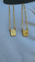 Escapulario Deus é Fiel + Pai nosso Banhado a Ouro 18k 70cm