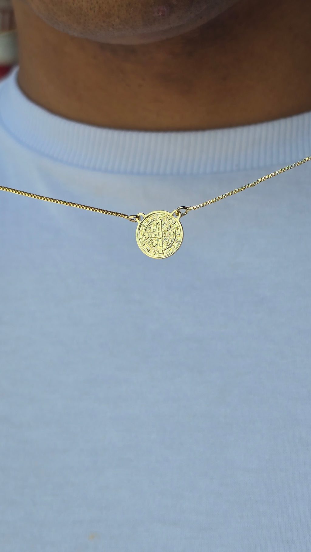 Escapulário São Bento Banhado a Ouro 18k 70cm