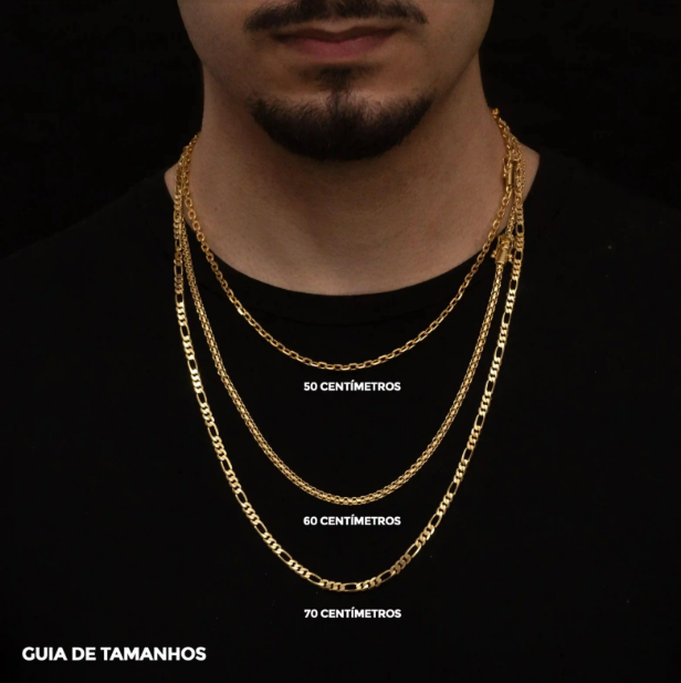 Corrente 3x1 4mm Banhada a Ouro 18k