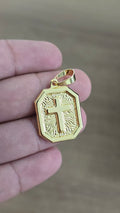 Pingente Cruz Placa Banhado a Ouro 18k