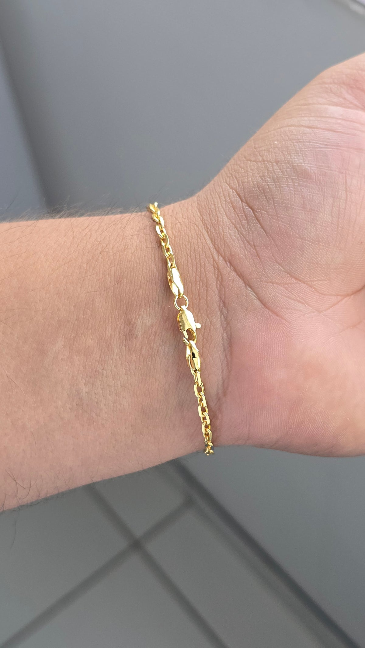 Pulseira Cadeado 3mm Banhado a Ouro 18K