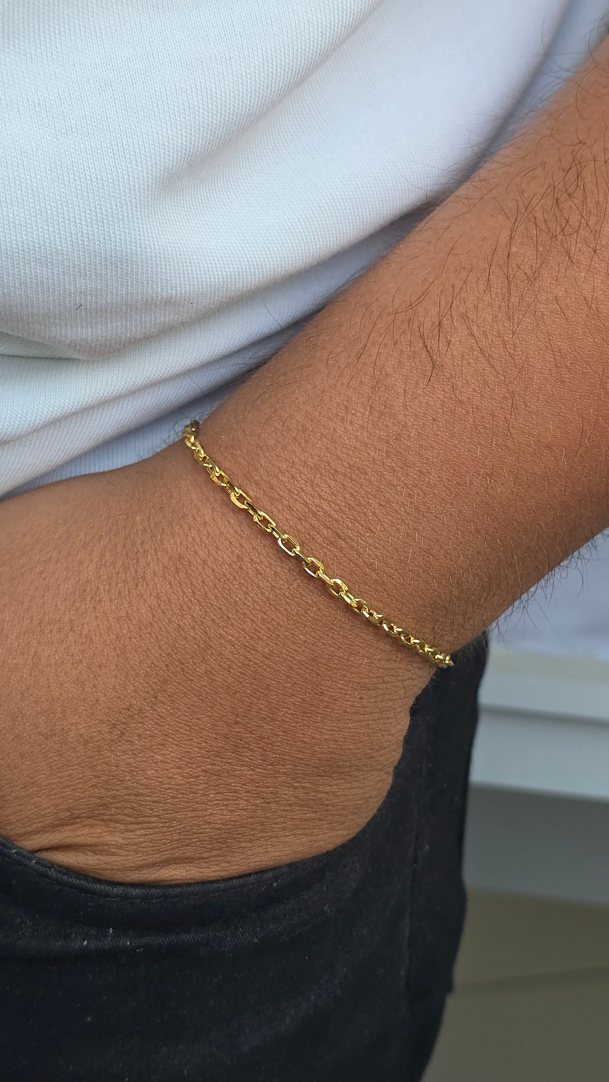 Pulseira Cadeado 3mm Banhado a Ouro 18K