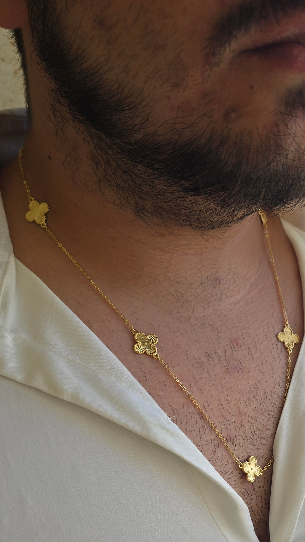 Colar Trevo Dourado 5 Folhas Banhado a Ouro 18k