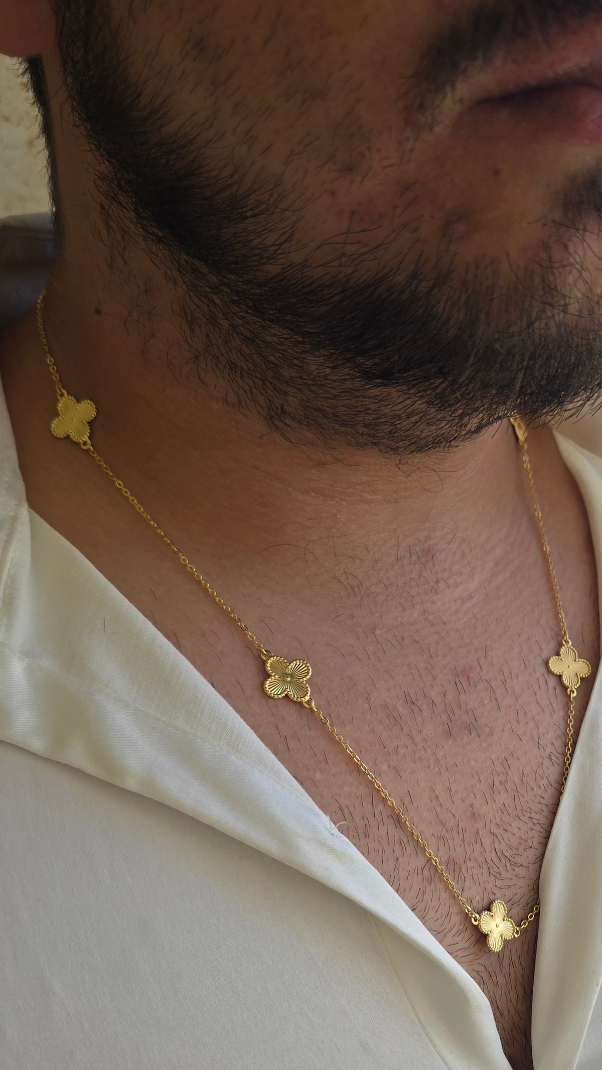 Colar Trevo Dourado 5 Folhas Banhado a Ouro 18k
