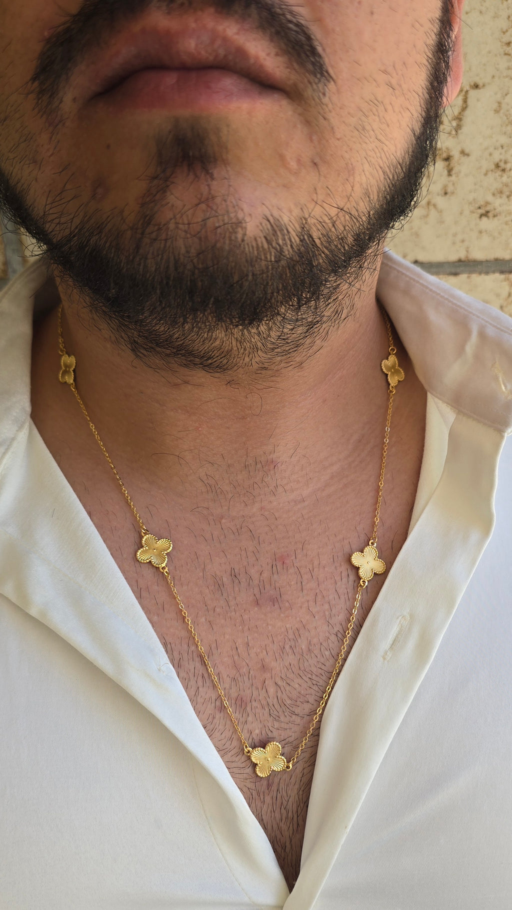 Colar Trevo Dourado 5 Folhas Banhado a Ouro 18k