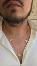 Colar Trevo Dourado 5 Folhas Banhado a Ouro 18k