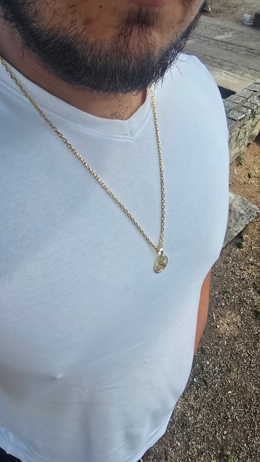 Corrente Cadeado 3mm + Pingente São Jorge Banhado a Ouro 18k