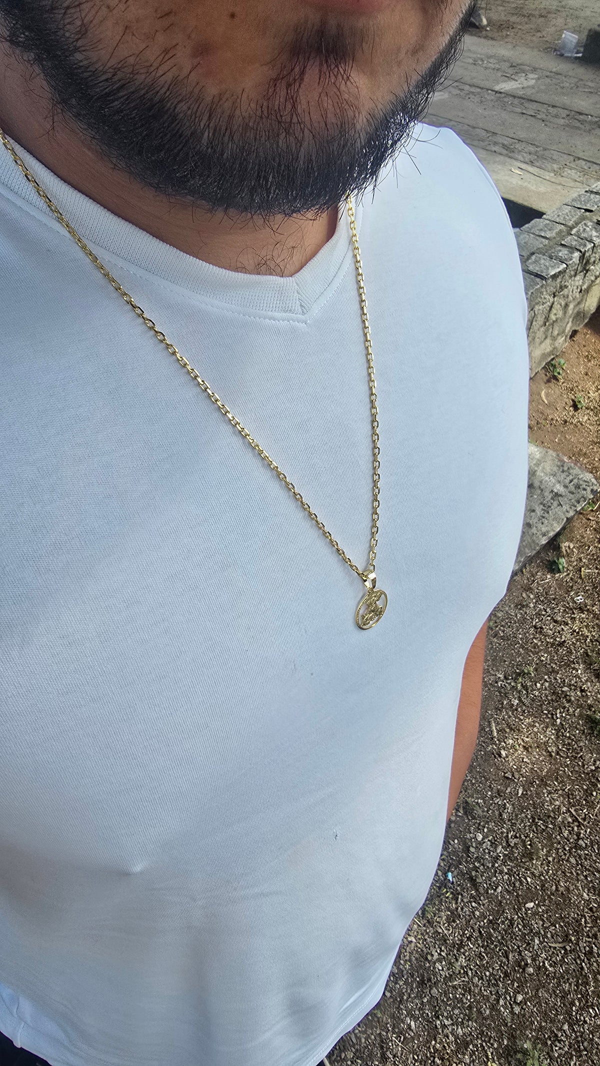 Corrente Cadeado 3mm + Pingente São Jorge Banhado a Ouro 18k