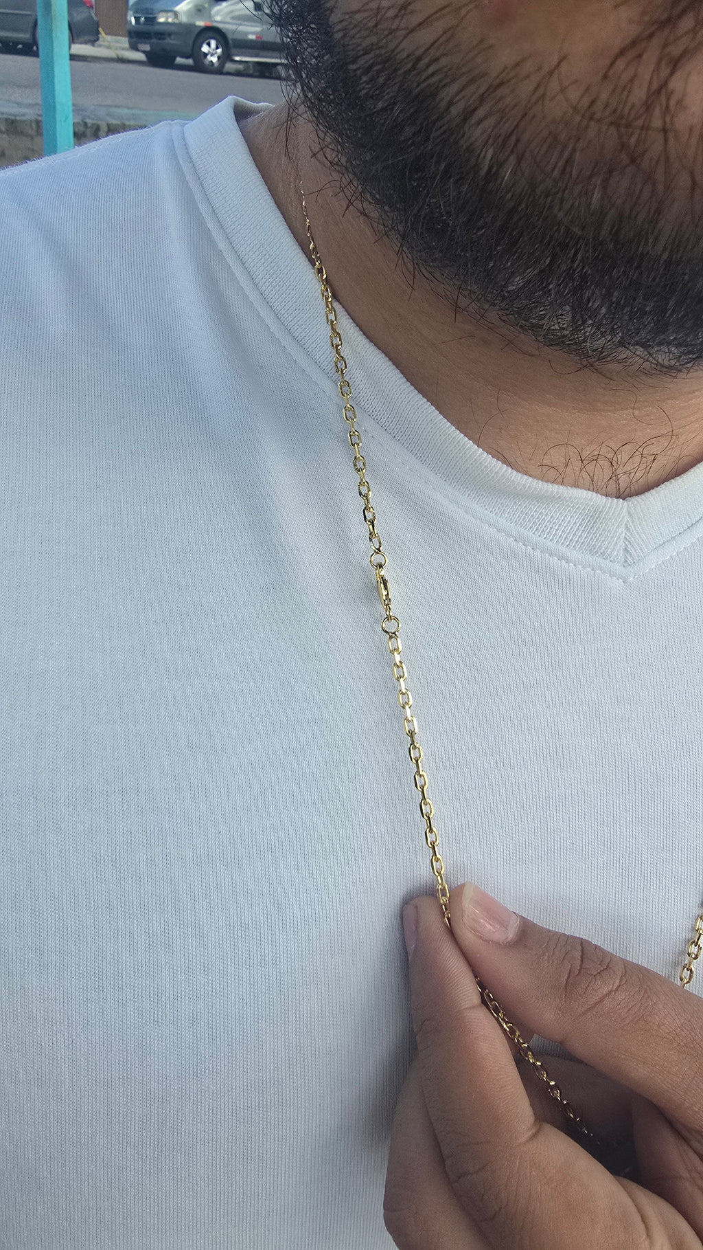 Corrente Cadeado 3mm + Pingente São Jorge Banhado a Ouro 18k
