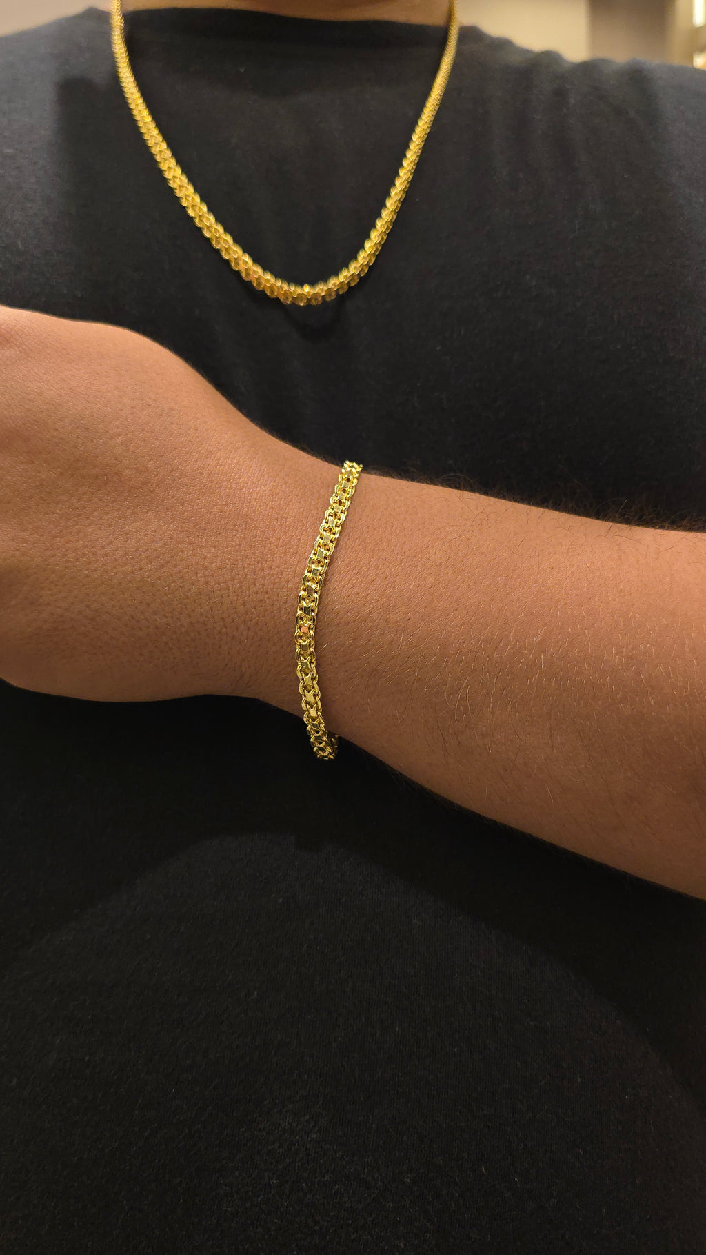 Pulseira Cadeado Duplo 5mm Banhado a Ouro 18k