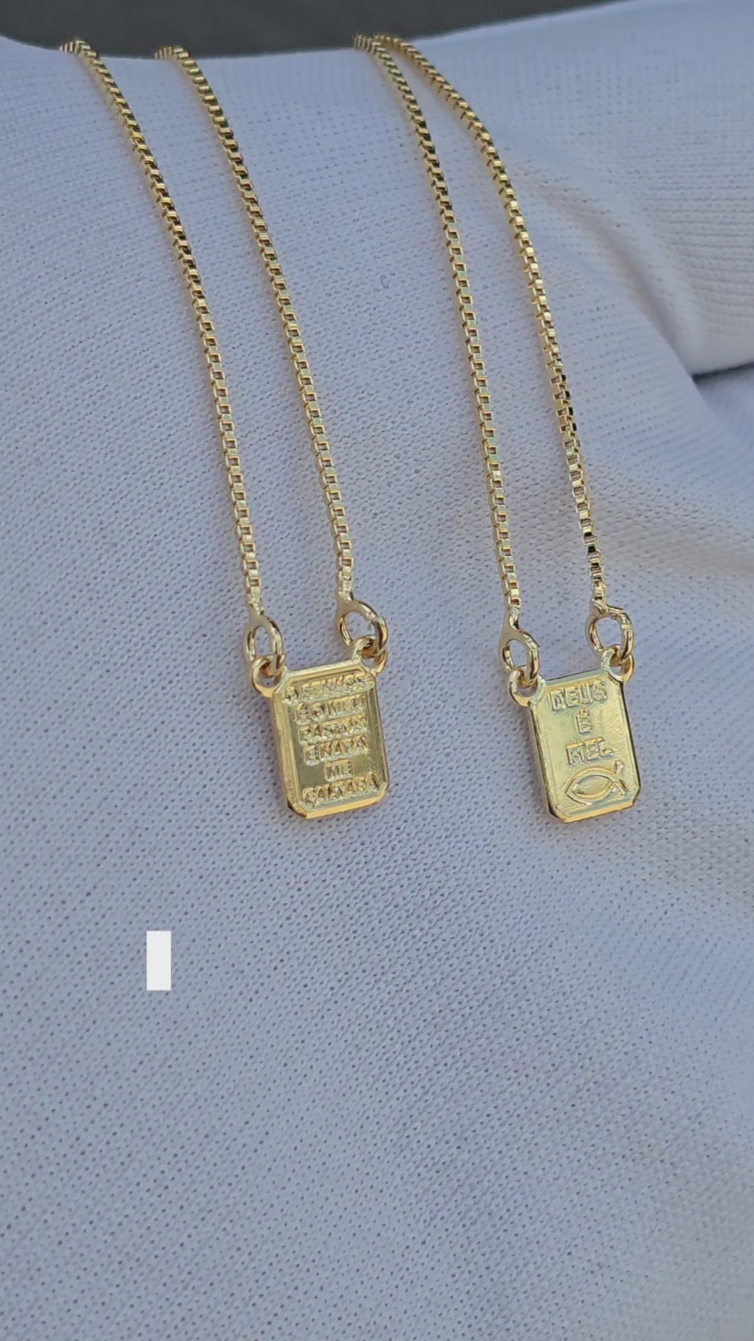 Escapulario Deus é Fiel + Pai nosso Banhado a Ouro 18k 70cm