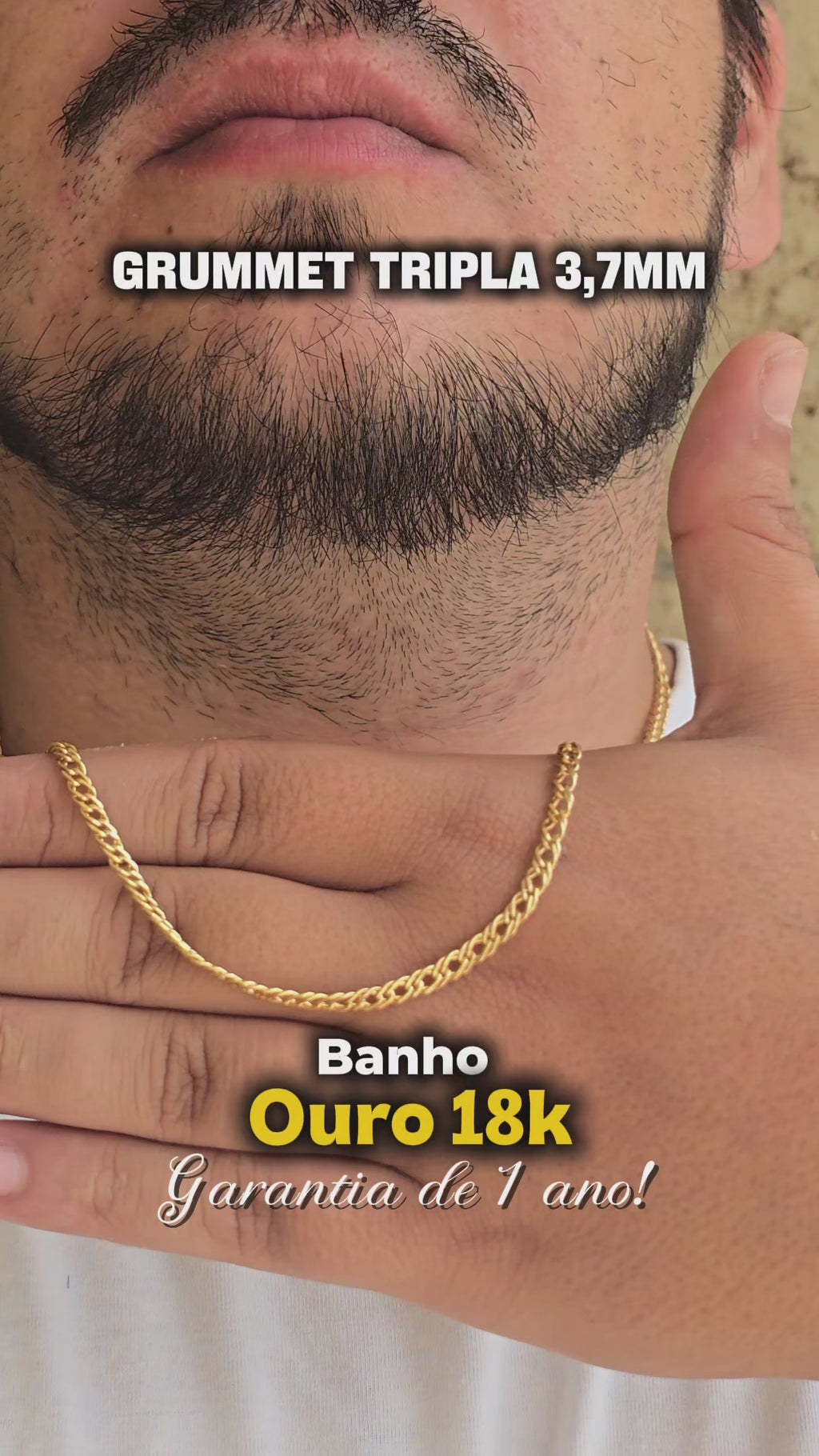 Grummet Tripla 3,7mm Banhado a Ouro 18k